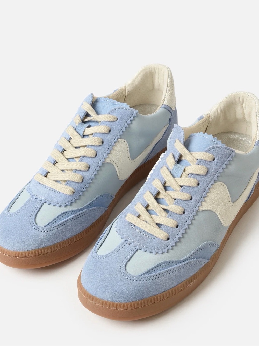 Dolce Vita Light Blue and Cream Suede-Panel Sneakers